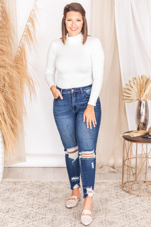 Wishful Heart White Turtleneck Bodysuit