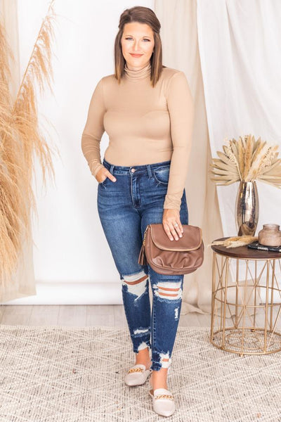 Wishful Heart Taupe Turtleneck Bodysuit