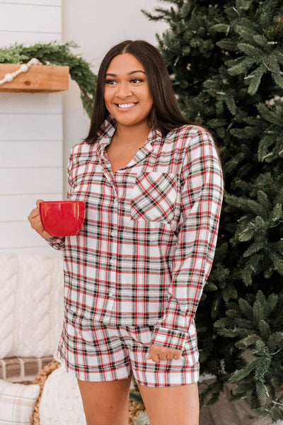 Midnight Miracles Ivory Plaid Lounge Shorts