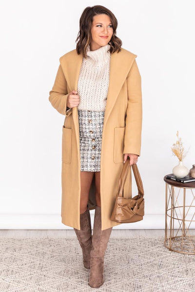 CAITLIN COVINGTON X PINK LILY The Kennedy Camel Belted Coat