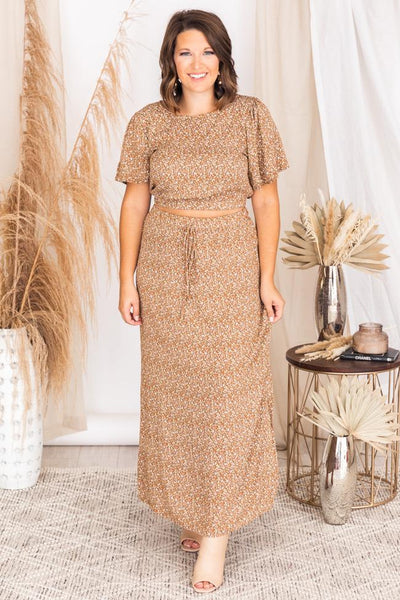 In the Moment Beige Floral Maxi Skirt FINAL SALE