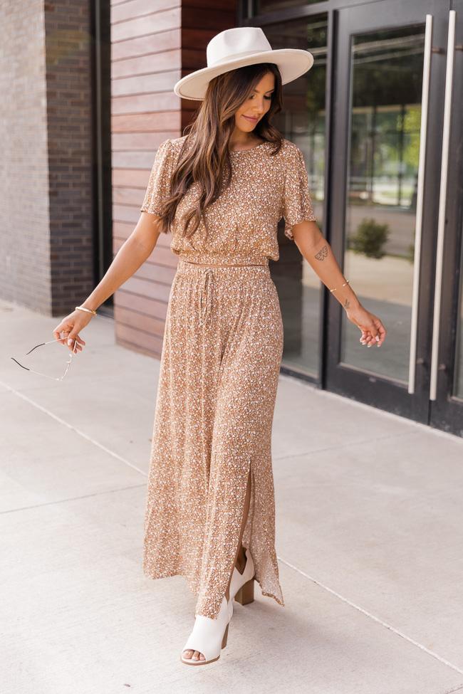 In the Moment Beige Floral Maxi Skirt FINAL SALE