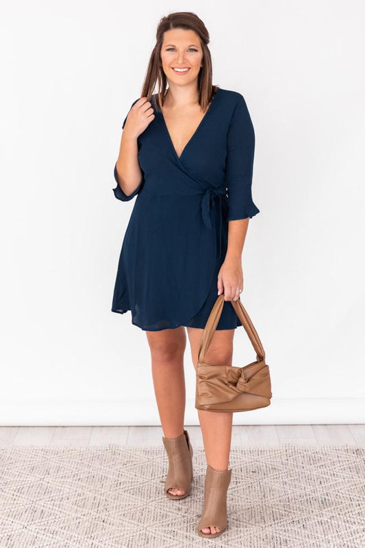 Send Your Best Blue Wrap Mini Dress