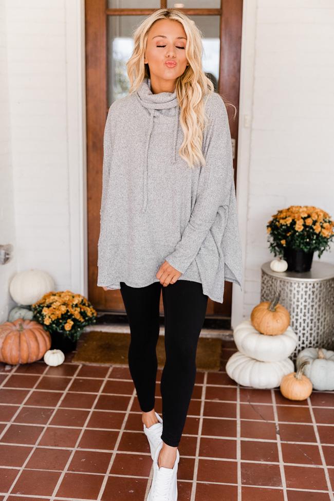 Obvious Reason Grey Turtleneck Oversized Pullover