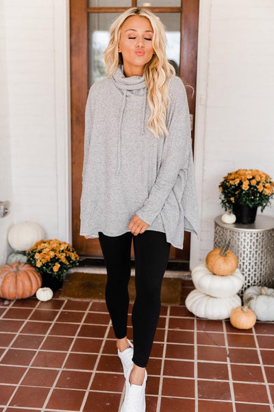 Obvious Reason Grey Turtleneck Oversized Pullover