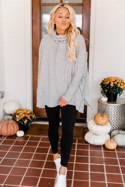 Obvious Reason Grey Turtleneck Oversized Pullover