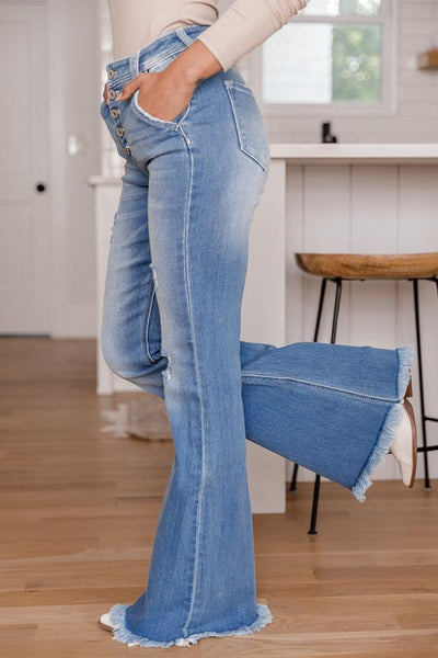 Kelly Distressed Flare Medium Wash Jeans