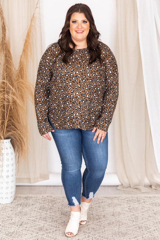 Favorite Memories Tan Leopard Pullover FINAL SALE