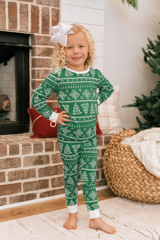 Right Timing Kid's Green Tree Printed Pajama Set