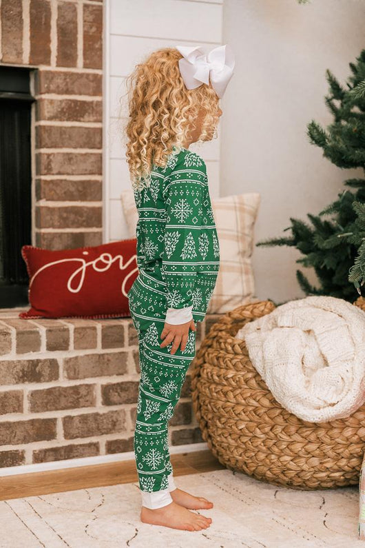 Right Timing Kid's Green Tree Printed Pajama Set