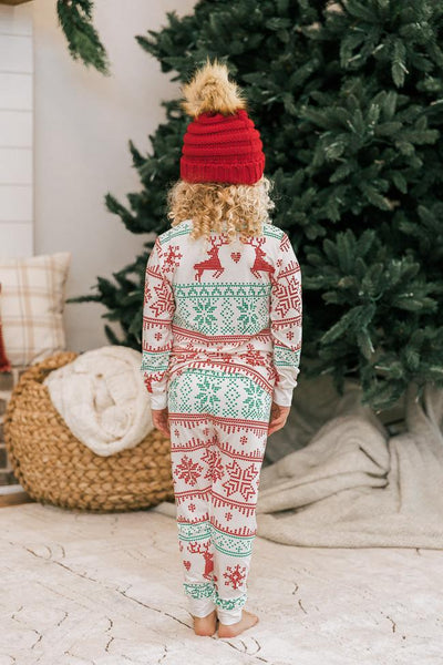 Snowy Wonderland Kid's Ivory/Green Fair Isle Pajama Set