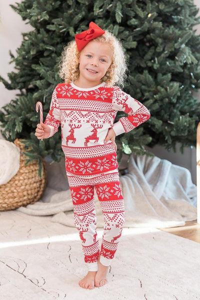 Frosty Nights Kid's Ivory/Red Fair Isle Pajama Set