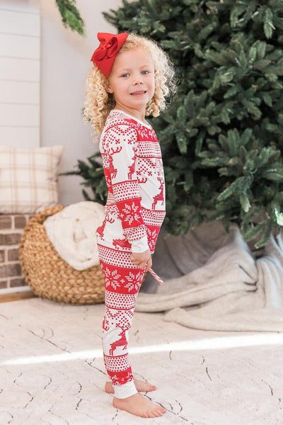 Frosty Nights Kid's Ivory/Red Fair Isle Pajama Set