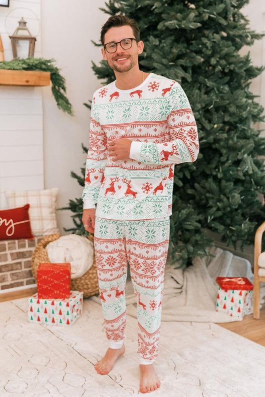 Snowy Wonderland Men's Ivory/Green Fair Isle Pajama Pants