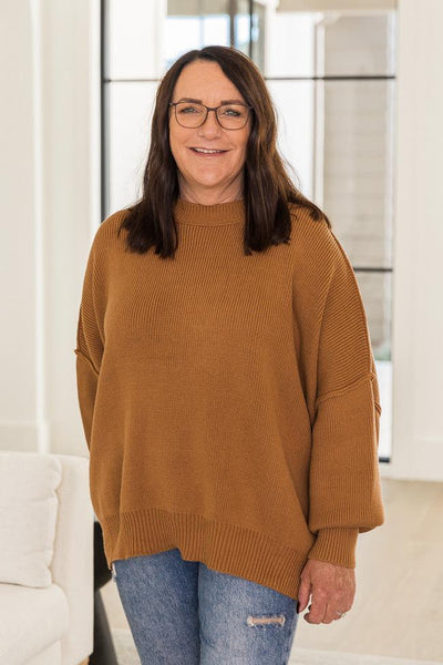 DARYL-ANN DENNER X PINK LILY Danielle Camel Oversized Crew Neck Sweater