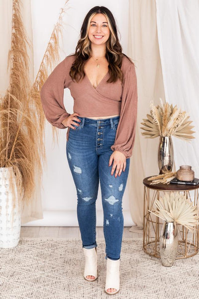 Happier With You Brown Wrap Blouse