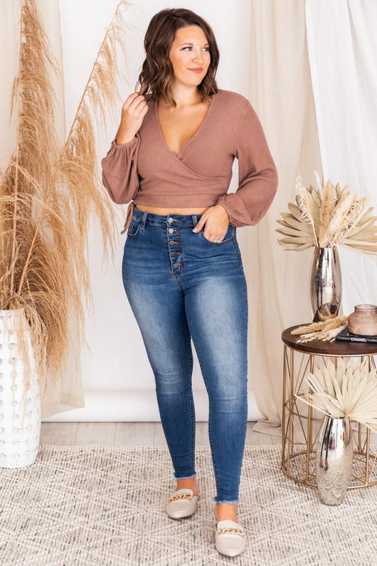 Happier With You Brown Wrap Blouse