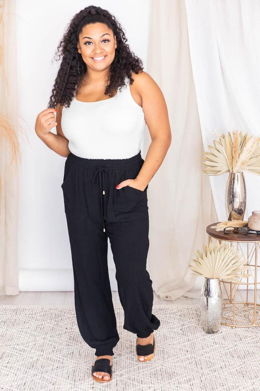 Dedicated Love Black Linen Joggers
