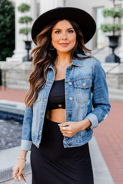 Stay Beautiful Dark Wash Denim Jacket