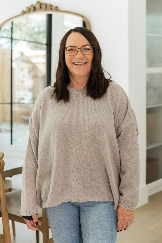 DARYL-ANN DENNER X PINK LILY Lisa Beige Lightweight Sweater