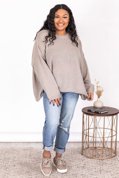 DARYL-ANN DENNER X PINK LILY Lisa Beige Lightweight Sweater