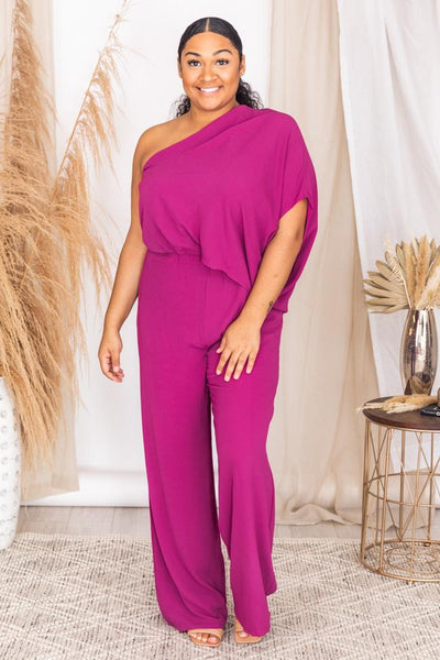 Stop And Stare Purple One Shoulder Jumpsuit