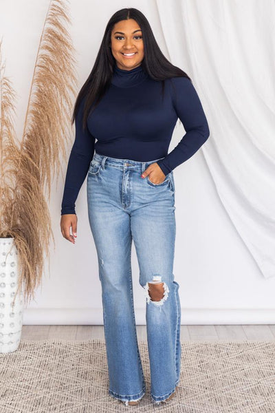 Wishful Heart Navy Turtleneck Bodysuit