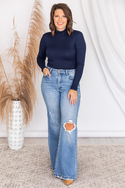 Wishful Heart Navy Turtleneck Bodysuit