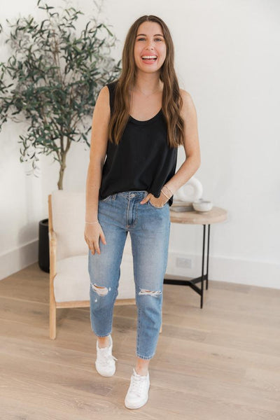 DARYL-ANN DENNER X PINK LILY Daryl Ann Distressed Light Denim Jeans