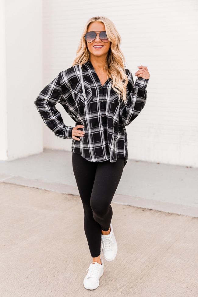 Deserve The Best Black Plaid Blouse