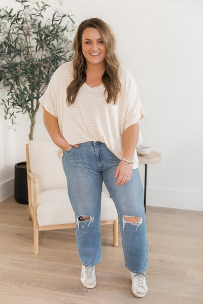 DARYL-ANN DENNER X PINK LILY Daryl Ann Distressed Light Denim Jeans