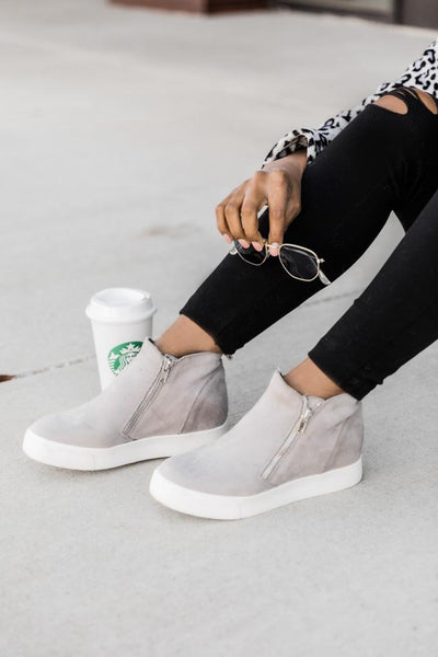 The Danielle Grey Wedge Sneakers