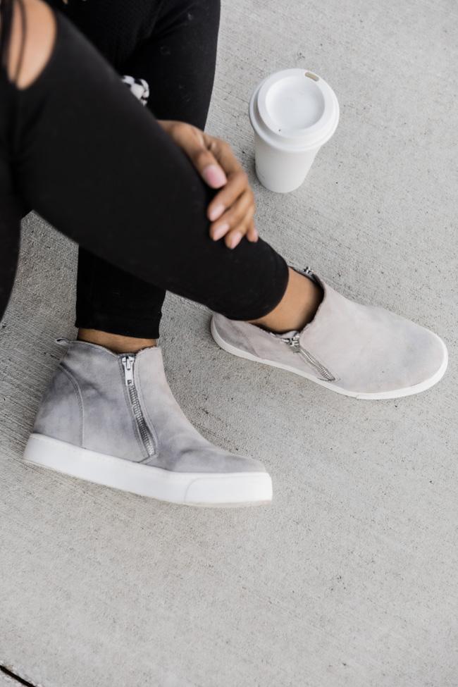 The Danielle Grey Wedge Sneakers