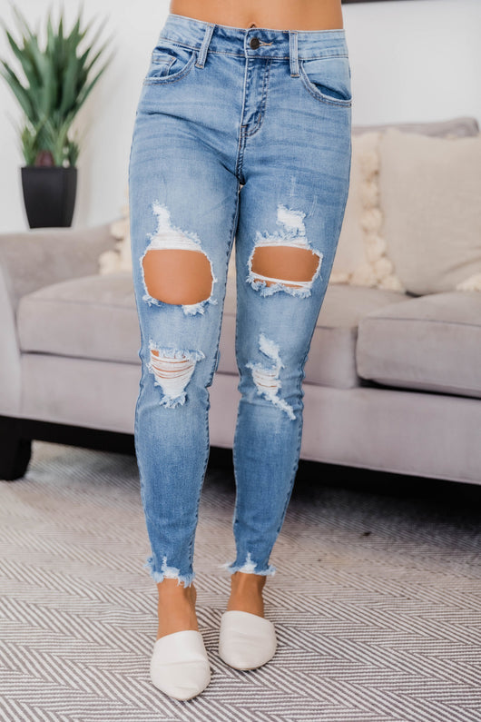 Sharon Distressed Jeans Medium Wash
