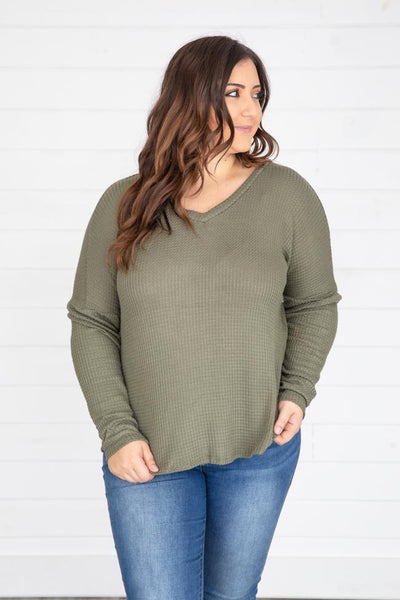 Living Lovely Olive Blouse