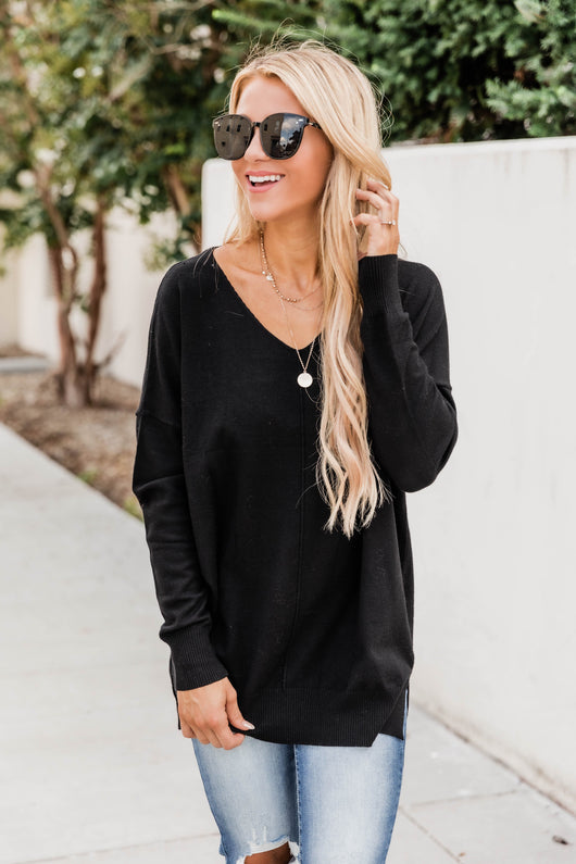 Something On Your Mind Black Sweater