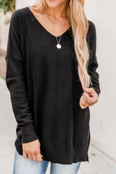 Something On Your Mind Black Sweater