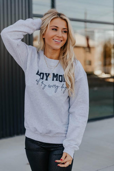 Boy Mom All Day Everyday Graphic Ash Sweatshirt