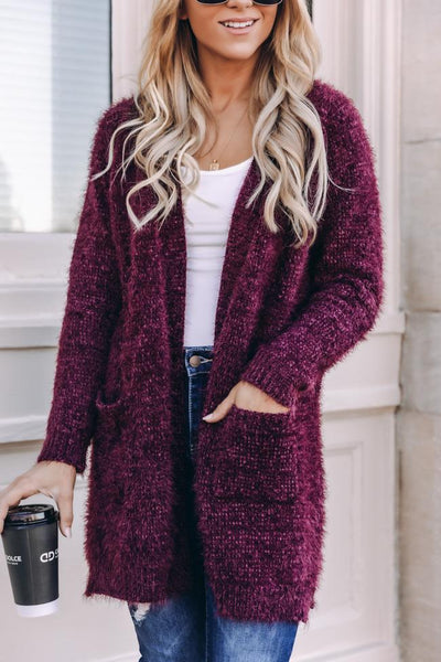Rare Sightings Fuzzy Cardigan Wine