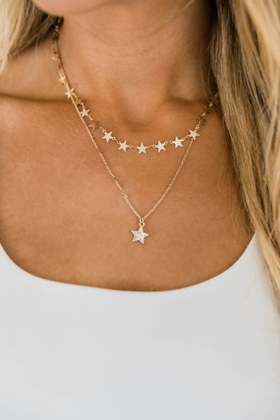 Layered In Stars Necklace Gold