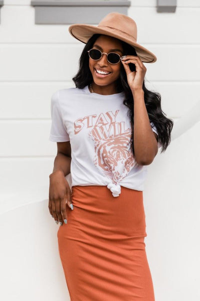 Stay Wild Tiger White Graphic Tee