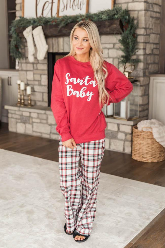 Santa Baby Graphic Heather Red Sweatshirt