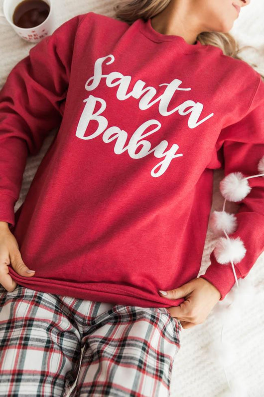 Santa Baby Graphic Heather Red Sweatshirt