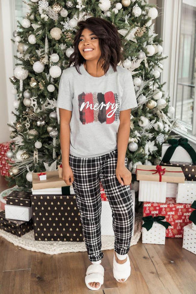 Merry Stripes Graphic Athletic Heather Tee