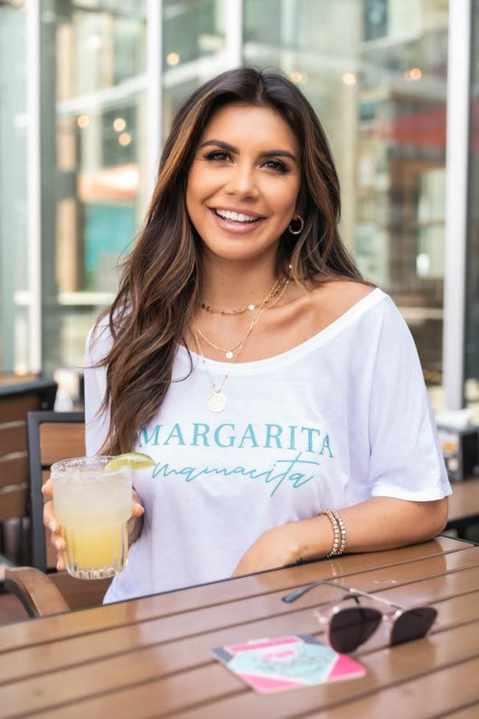 Margarita Mamacita White Graphic Slouchy Tee