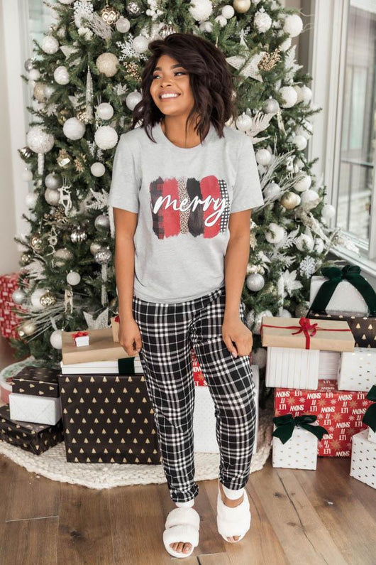 Merry Stripes Graphic Athletic Heather Tee