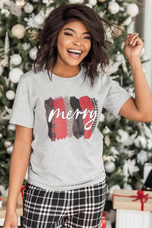 Merry Stripes Graphic Athletic Heather Tee