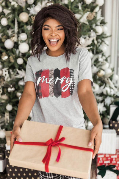 Merry Stripes Graphic Athletic Heather Tee