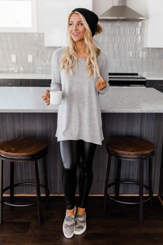 Simple Style Grey Blouse