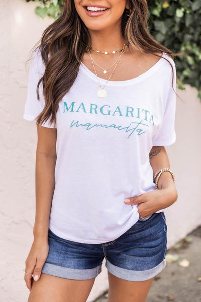 Margarita Mamacita White Graphic Slouchy Tee